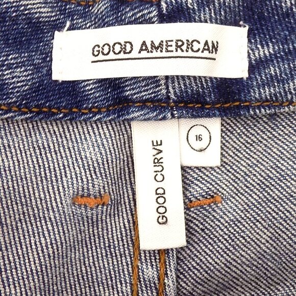 Good American Good Curve Straight Jeans Size 16 high-rise Med blue wash - Picture 5 of 5